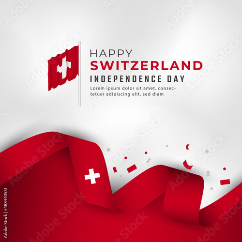 Happy Switzerland National Day August 1st Celebration Vector Design Illustration. Template for Poster, Banner, Advertising, Greeting Card or Print Design Element