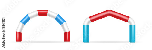 Colorful inflatable arch for sport events, race, marathon, run or triathlon. Set of balloon tubes