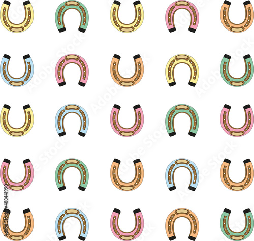 colorful horseshoes pattern on white background 