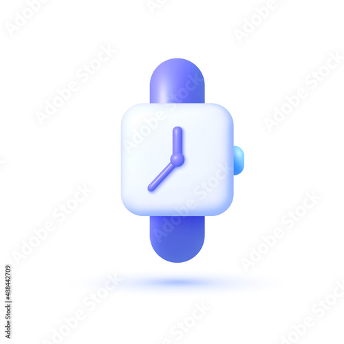 Smart clock in 3d style on white background. Modern smart clock, great design for any purposes. Realistic 3d vector. Realistic phone mockup.