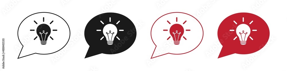 Idea thinking bubble cloud with light bulb icon. Idea vector icon set. Solution illustration symbol collection. Illustration. Idea thinking bubble cloud with light bulb icon. Idea vector icon set. Solution illustration symbol collection. Illustration.