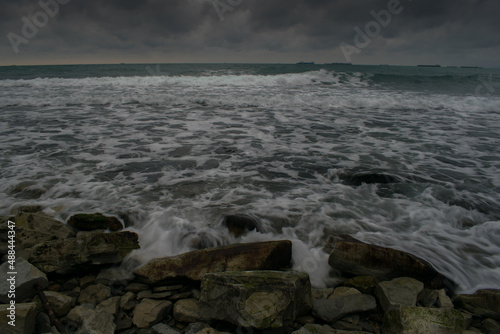 evening by the sea after stormy weather