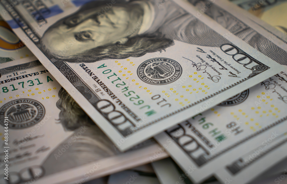 Fototapeta premium one hundred dollars closeup background