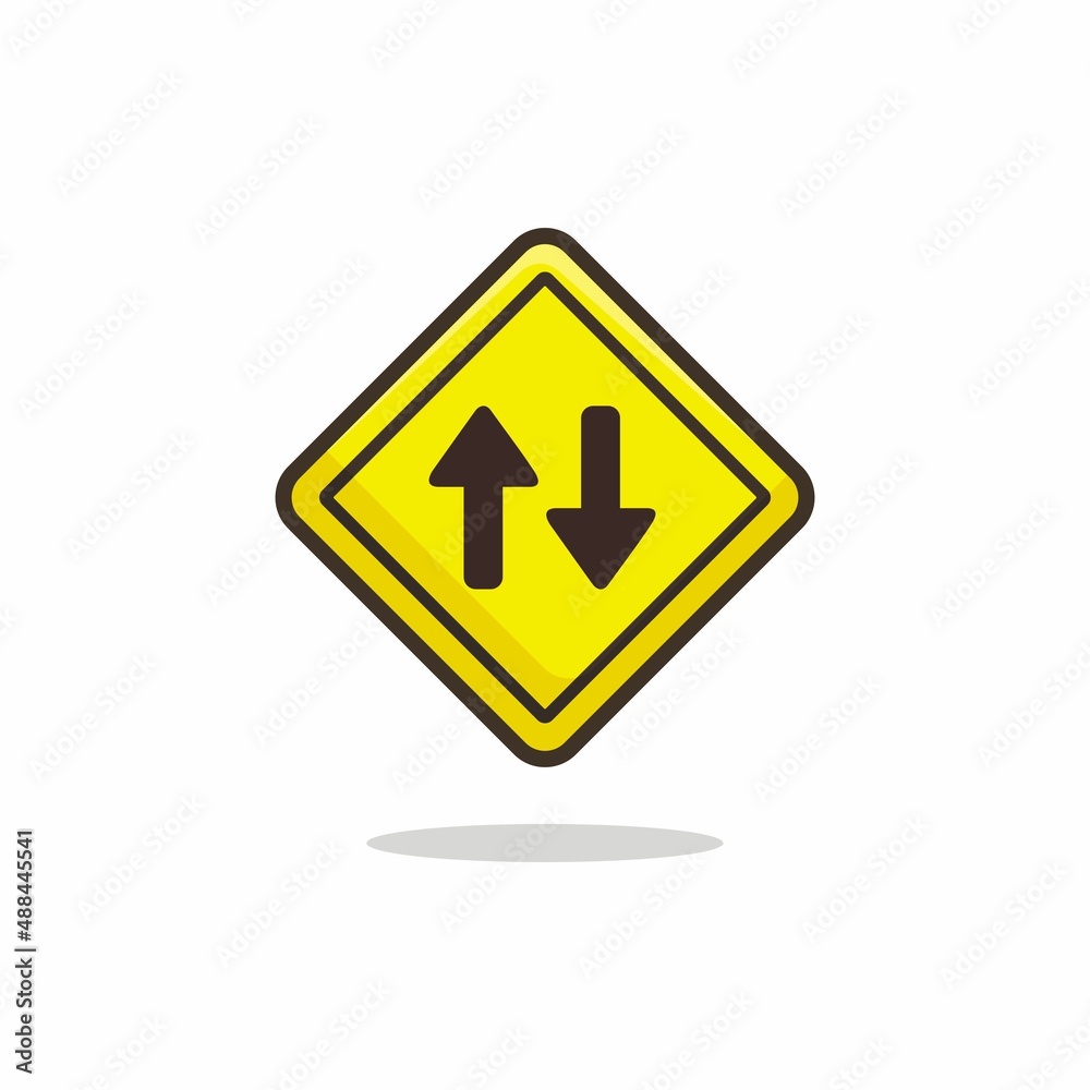 Two-way sign icon. Two-way sign flat style isolated on a white background - stock vector.