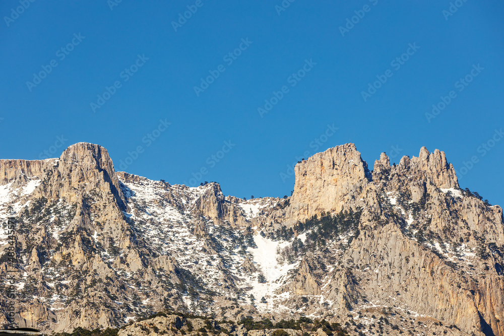 View of Ai Petri Mountain in clear sunny weather.