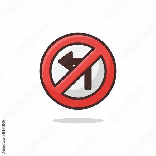 No turn left icon. No turn left flat style isolated on a white background - stock vector.