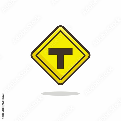 Free Download Intersection ahead signs icon. Intersection ahead signs flat style isolated on a white background - stock vector. - GFXLoad