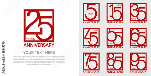 set anniversary logotype premium collection red color in square isolated on white background