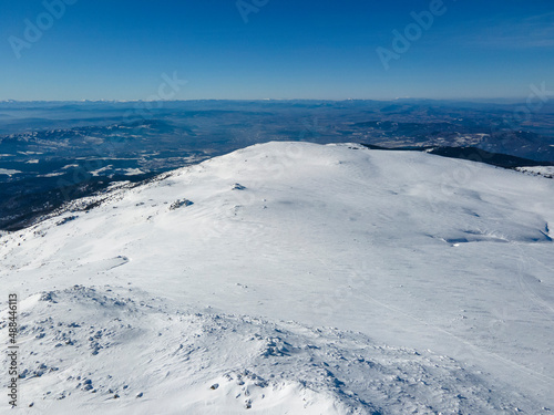 Aerial view of Vitosha Mountain near Cherni Vrah peak, Bulgaria