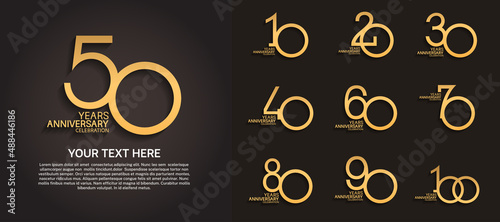 Fotografia set anniversary logotype premium collection golden color line style isolated on