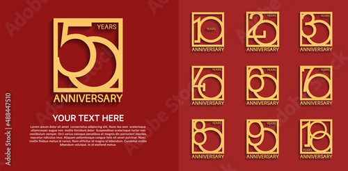 Valokuva set anniversary logotype premium collection golden color in square isolated on r