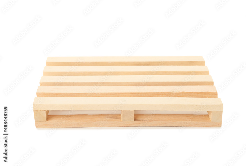 One small wooden pallet isolated on white