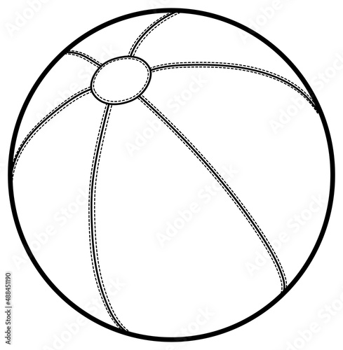 illustration of a beach ball isolated on white coloring book