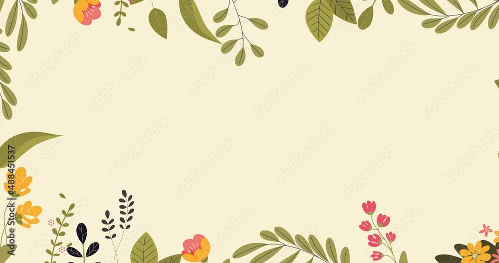 leaf plant background looping animation surrounding the empty space for text