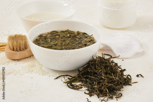 water from rice and tea for skin care, fermented cosmetics at home, natural ingredients for self-care