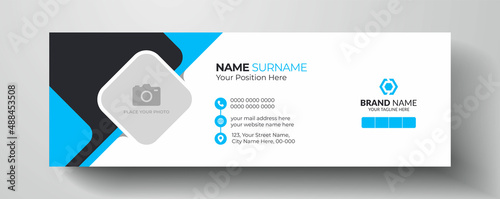 Clean and simple email signature or email footer template  |  Personal social media cover page template design with an author photo place