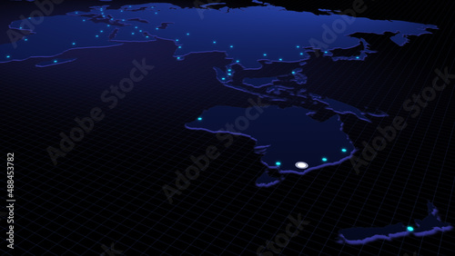 Global connectivity from Canberra, Australia to other major cities around the world. Technology and network connection, trading and traveling concept. World map element furnished by NASA