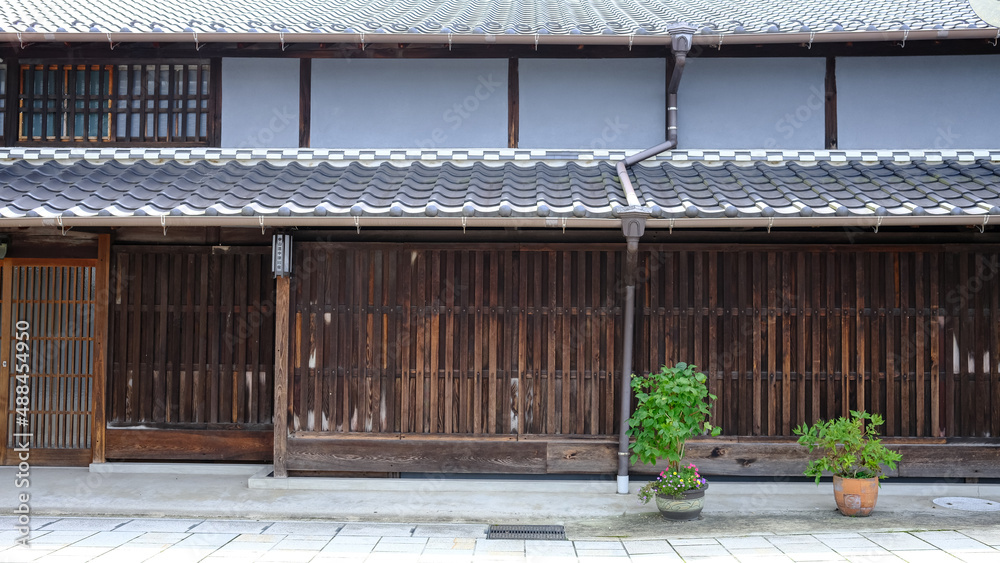 Nakatsugawa-juku was a historic post town of famous Nakasendo trail between Edo (Tokyo) and Kyoto. Famous travel landmark with Wooden Building Facade. Nakatsugawa-juku was a historic post town of famous Nakasendo trail between Edo (Tokyo) and Kyoto. Famous travel landmark with Wooden Building Facade.