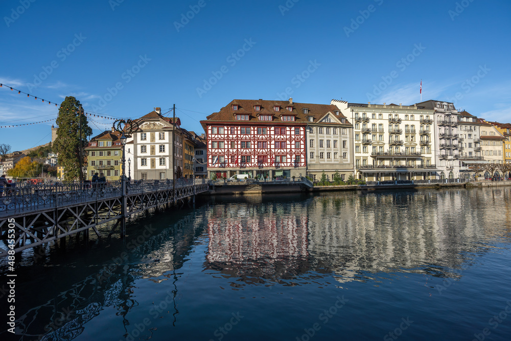 Buildings of Luzern Old Town - Lucerne, Switzerland