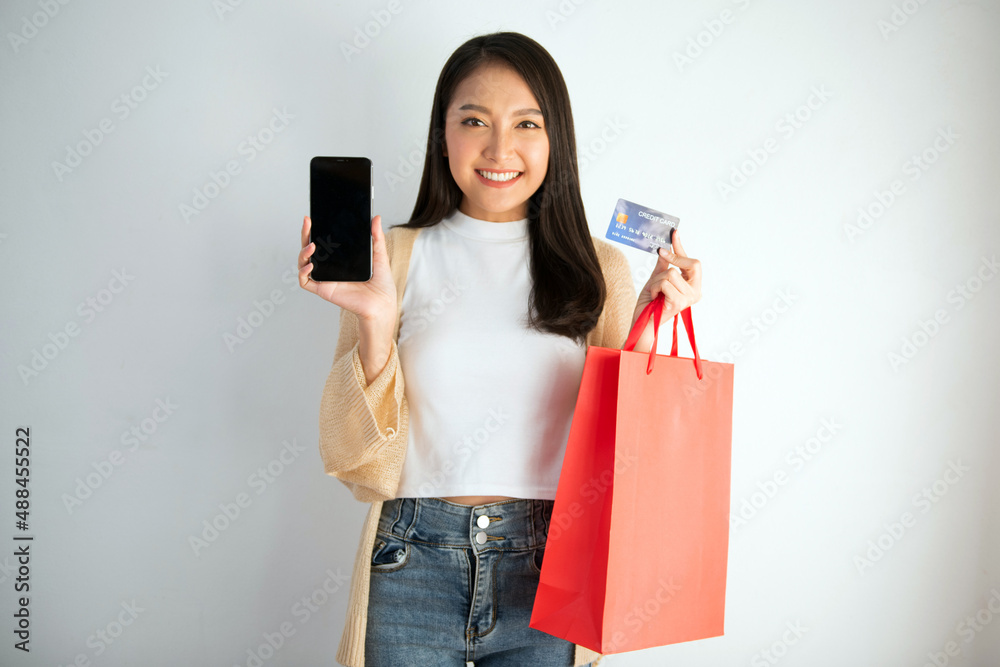 Attractive Asian teenage girls Shopping online, Use Credit Card. Attractive Asian teenage girls Shopping online, Use Credit Card.
