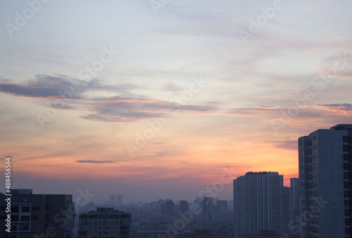 Dawn landscape of downtown Hanoi  Vietnam.