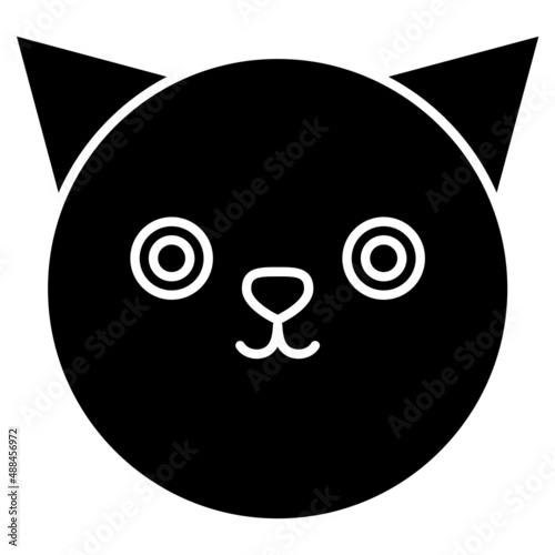 Cat muzzle in flat style. Silhouette illustration. Black abstract background design. Vector illustration. stock image. 