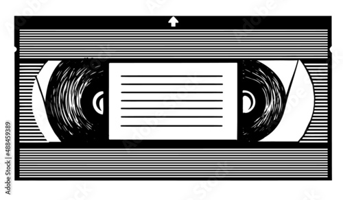 Vector retro videotape isolated on white background drawn simple icon