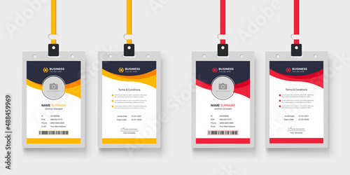 Clean and simple corporate company employee id card design with two color variation bundle