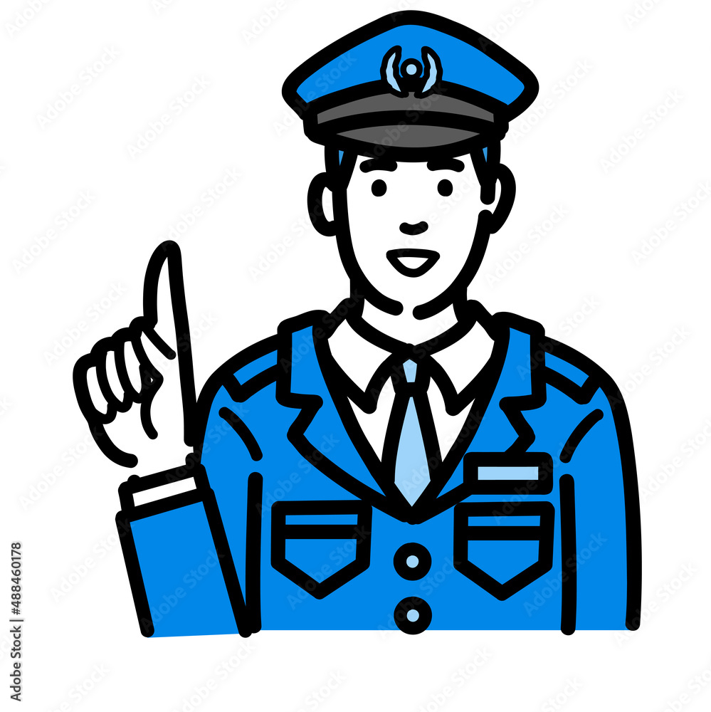 笑顔で提案をしている警察官の男性
笑顔で提案をしている警察官の男性