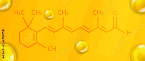 Vitamin A1 chemical formula. Vitamin A1 Realistic chemical molecular structure