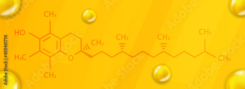Vitamin E chemical formula. Vitamin E Realistic chemical molecular structure