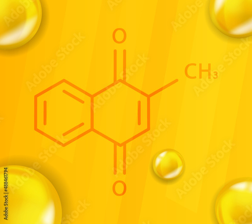 Vitamin K3 chemical formula. Vitamin K3 Realistic chemical molecular structure