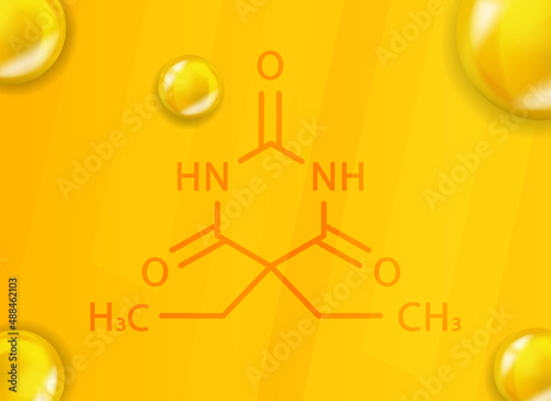 Barbital chemical formula. Barbital 3D Realistic chemical molecular structure photo