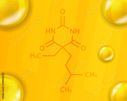 Amobarbital chemical formula. Amobarbital 3D Realistic chemical molecular structure photo