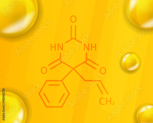 Alphenal chemical formula. Alphenal 3D Realistic chemical molecular structure
