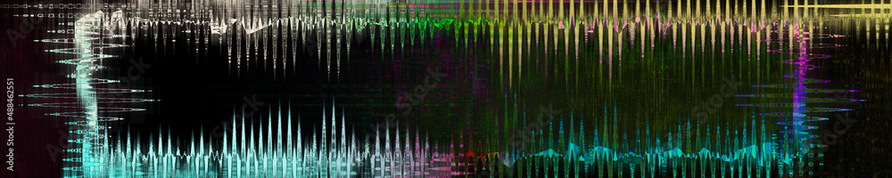 Fototapeta premium Abstract glitch art border background.