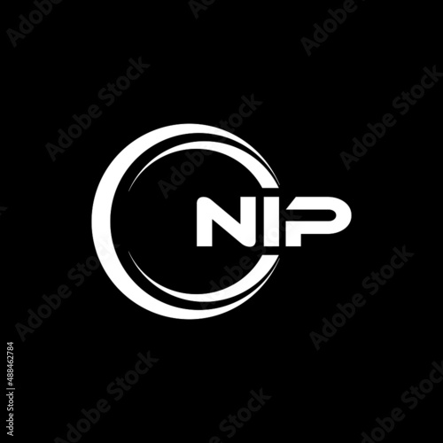 NIP letter logo design with black background in illustrator, vector logo modern alphabet font overlap style. calligraphy designs for logo, Poster, Invitation, etc.