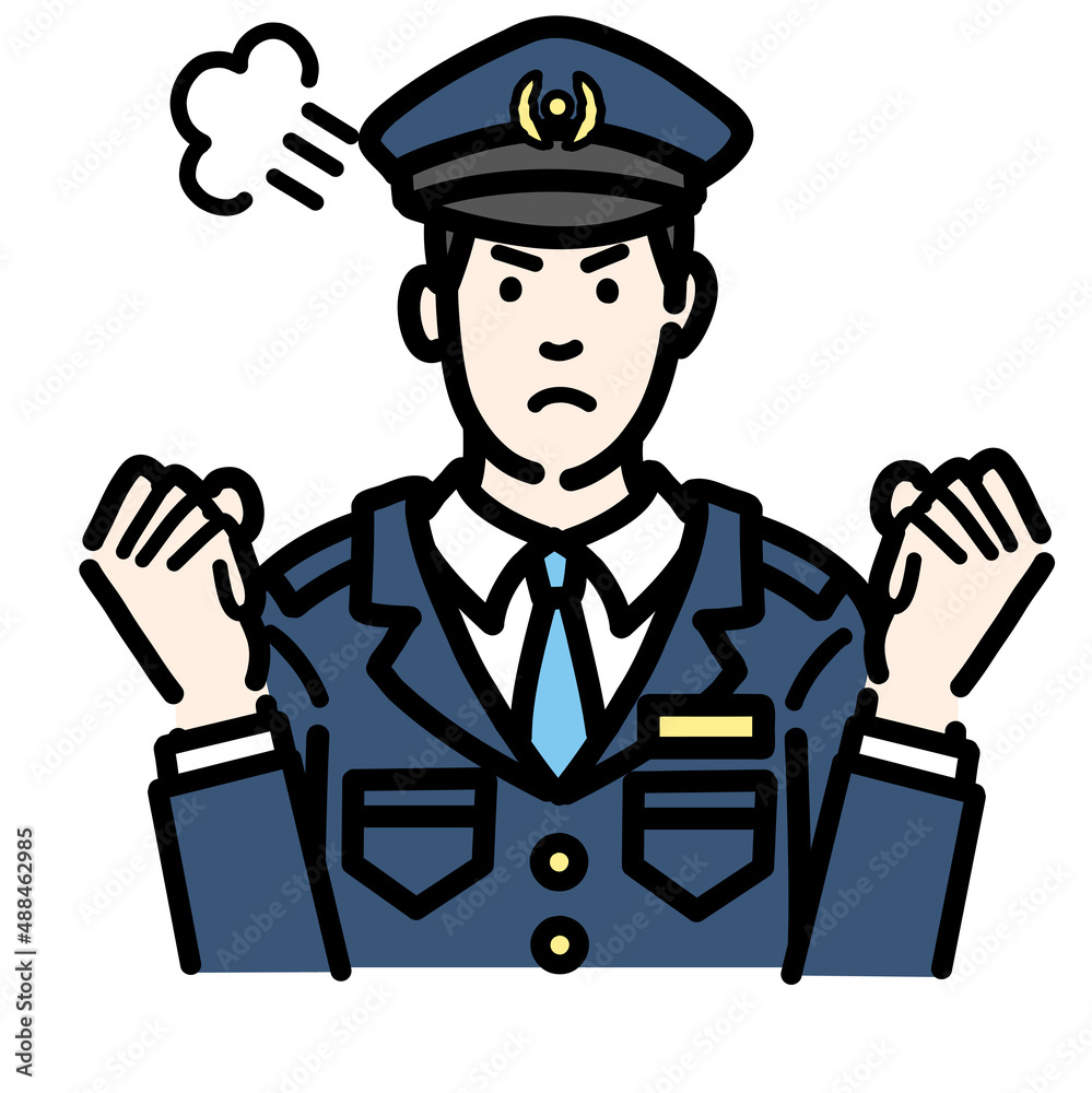 怒っている警察官の男性
