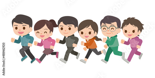 ジョギングする男女