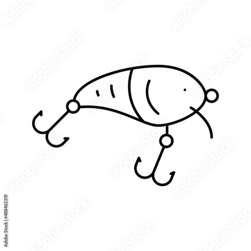 crankbait fishing accessory line icon vector illustration