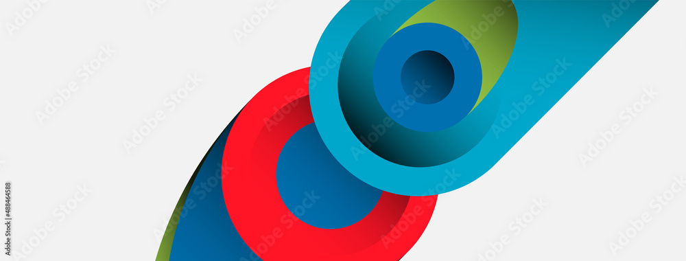 Fototapeta premium Abstract background. Minimal geometric circles and round style shapes with deep shadow effects. Trendy technology business template for wallpaper banner or background