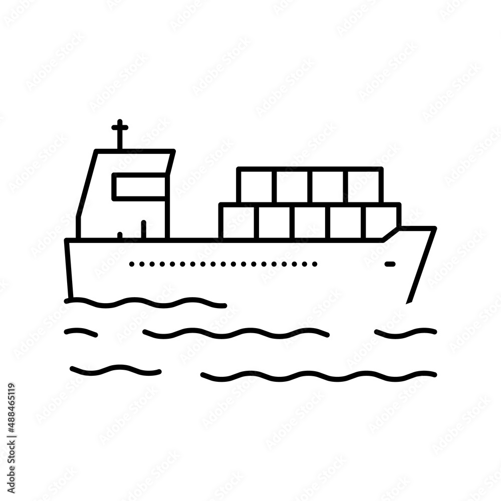 ship delivery containers line icon vector illustration ship delivery containers line icon vector illustration