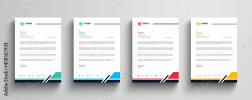 Clean and professional corporate company business letterhead template design with color variation bundle photo