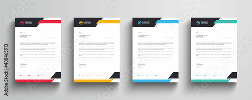 Modern and abstract style company business letterhead template design with color variation bundle