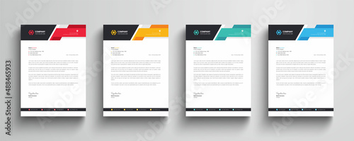 Modern and creative company business letterhead template with color variation bundle photo
