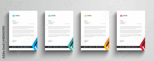 Modern and abstract business letterhead template with color variation bundle