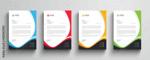 Modern and wavy style corporate business letterhead template  |   Color variation letterhead design for your business