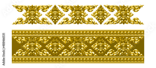 Line thai traditional Thai style pattern. 3D rendering