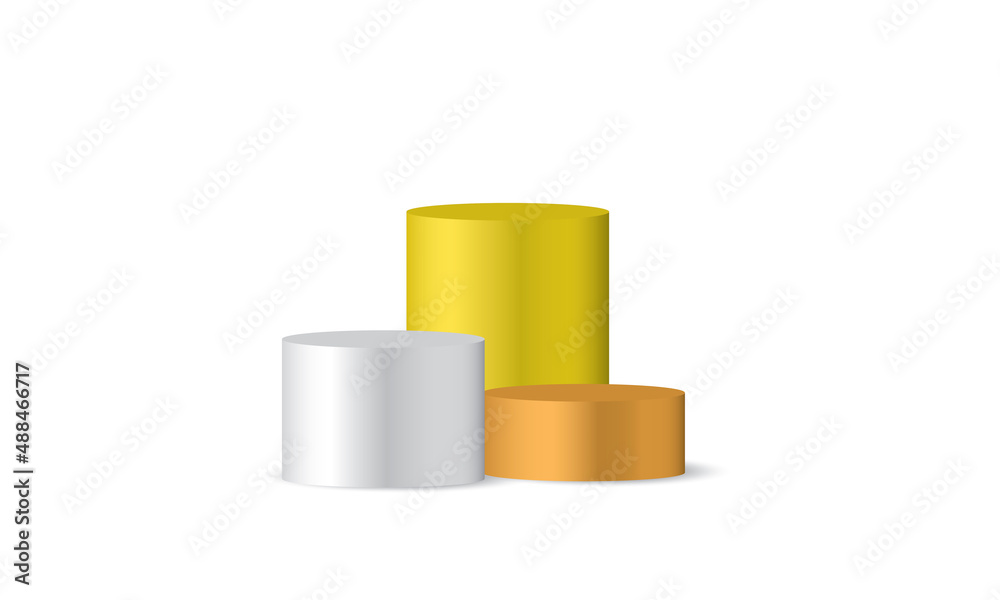 Blank shiny metal circle podium isolated on white background Blank shiny metal circle podium isolated on white background