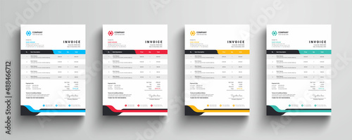 Modern and creative company business invoice template   with color variation bundle photo